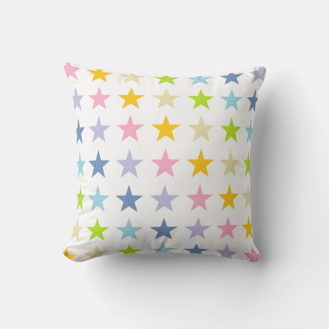 Almofada Estrelas Pastel do arco-íris (Frente)