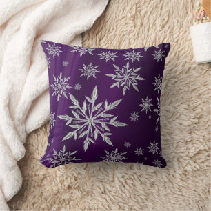 Almofada Estrelas roxas do Natal com o cristal de gelo