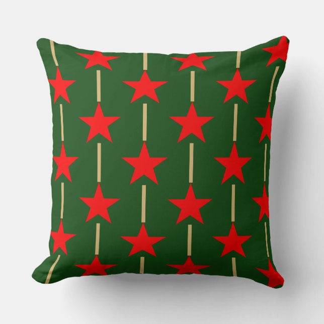 Almofada Estrelas Verdes E Vermelhas (Frente)