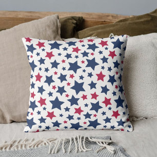 Almofada Estrelas Vermelhas e Azuis - Padrão de bandeira Am