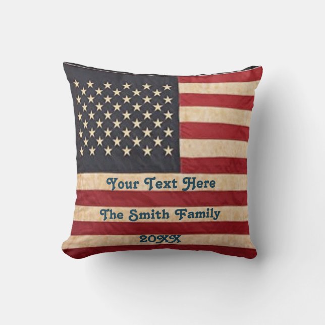 Almofada Estrelas Vintage e Stripes Atingidas Bandeira Amer (Frente)