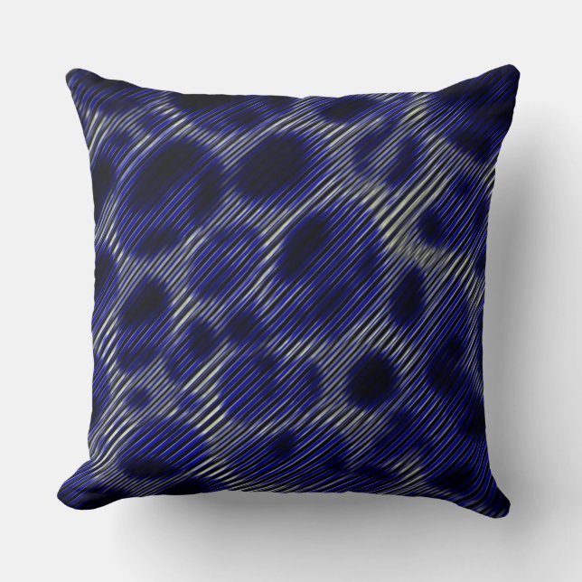 Almofada Estrias de cinzas estreitas e círculos azuis estra (Frente)