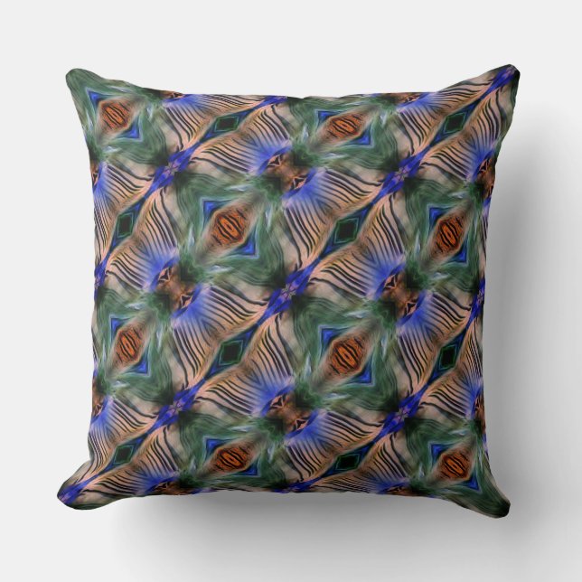 Almofada Estrias transversais curvas em verde-chuvoso para  (Frente)