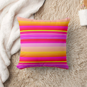 Almofada Estrias vibrantes amarelas magenta cor-de-rosa