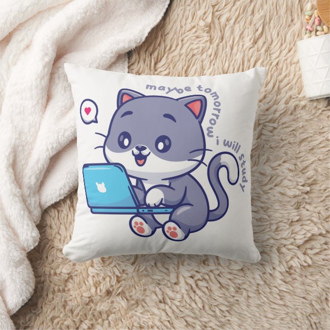 Almofada estudante preguiçoso giro - talvez amanhã eu estud (Cobertor)