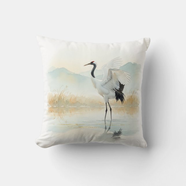 Almofada Ethereal Crane Elegance (Frente)