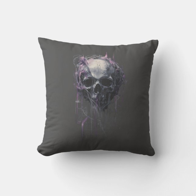 Almofada Ethereal Skull Abstract Grunge Dark Art (Frente)