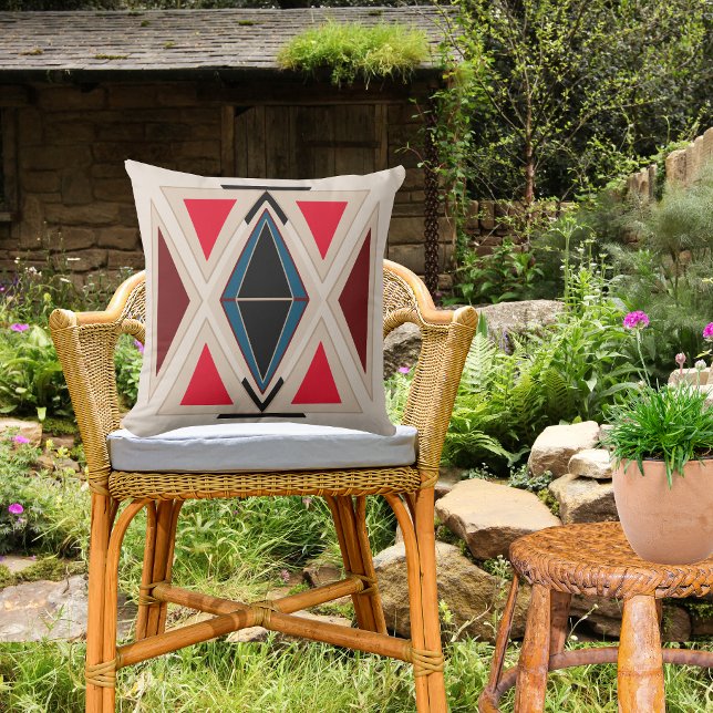 Almofada Ethno-Beige Rot Outdoor Kissen Boho wetterfest (Criador carregado)