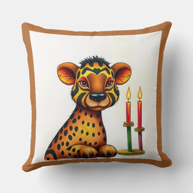 Almofada etnia africana kwanzaa animais selvagens em disfar (Verso)