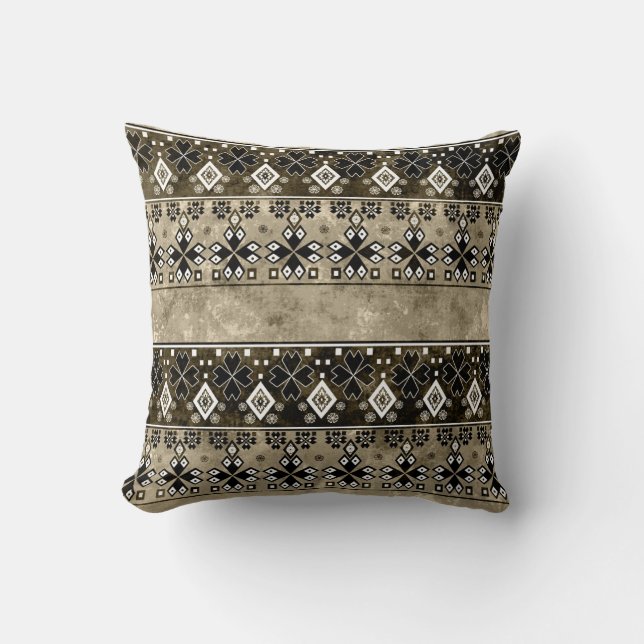 Almofada Étnica Boho Grunge: Padrão Colorido (Frente)