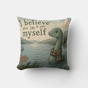 Almofada Eu acredito em mim mesmo Monstro do Lago Ness capr