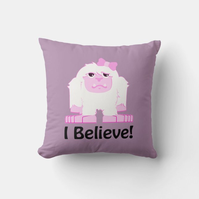 Almofada Eu acredito o Yeti bonito da menina dos desenhos (Frente)