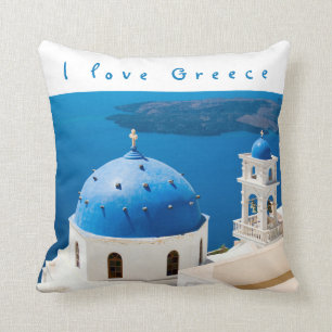 Almofada Eu adoro a Grécia Church Santorini, foto e texto