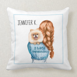 Almofada Eu adoro a menina da Pomerânia com nome personaliz
