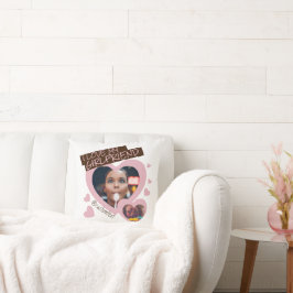 Almofada Eu adoro a minha Namorada cor-de-rosa foto castanh