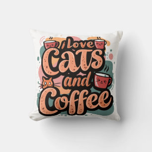 Almofada Eu adoro gatos e Travesseiro de café