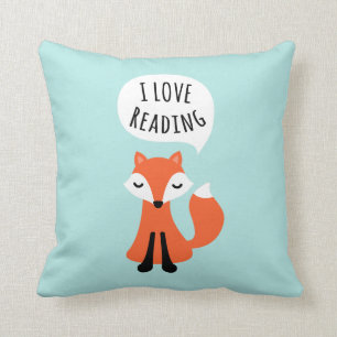 Almofada Eu adoro ler fox bonitinha de desenho animado sobr