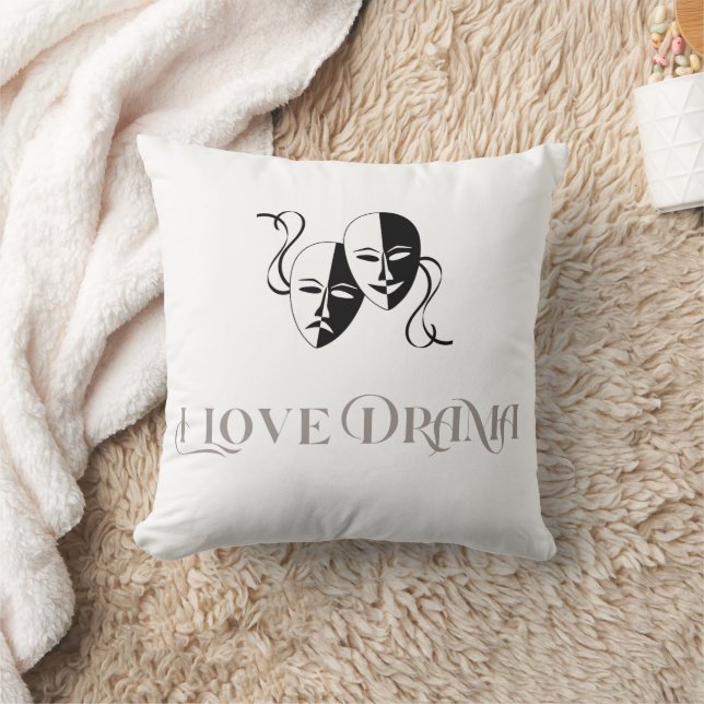 Almofada Eu adoro texto de teatro com máscaras de teatro (Cobertor)