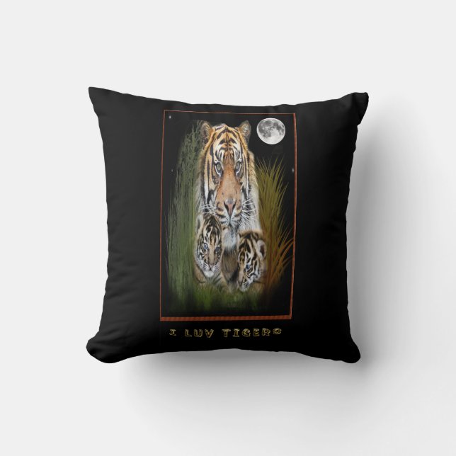 Almofada Eu adoro travesseiro de tigres (Frente)