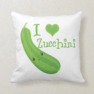 Almofada Eu Adoro Zucchini sorrindo Kawaii Zucchini