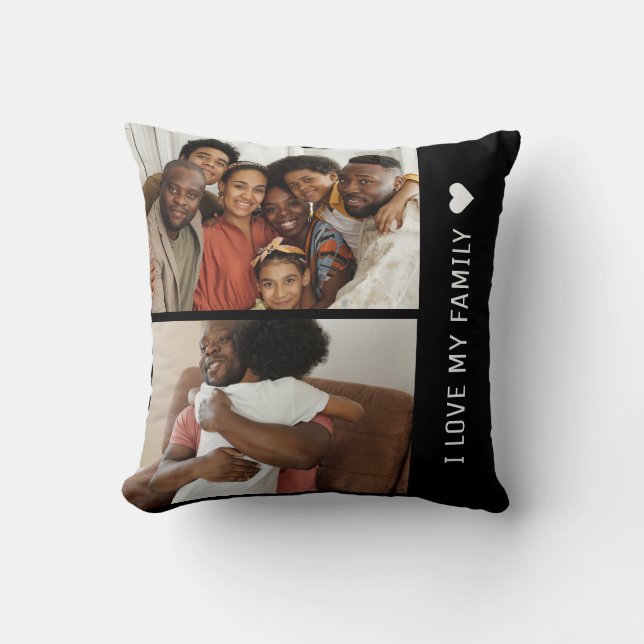 Almofada Eu Amo a Colagem de Fotos Personalizada da Minha F (Frente)
