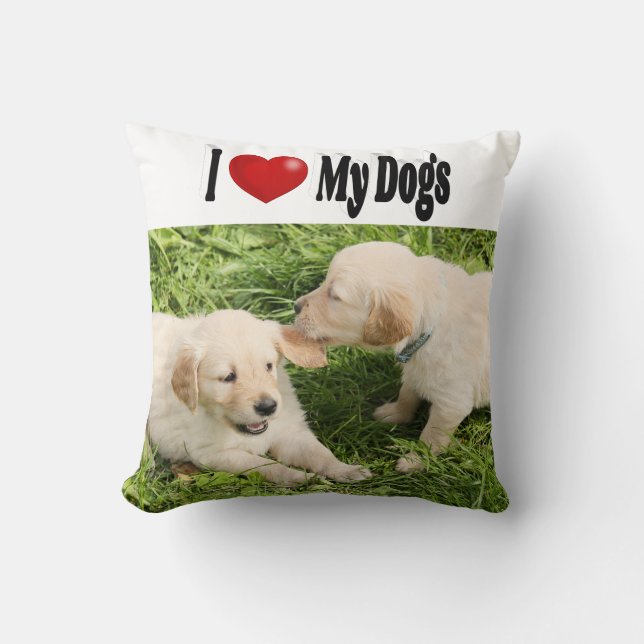Almofada Eu amo a foto dos meus cães  (Frente)