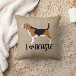 Almofada Eu Amo a minha Beagle Rustic