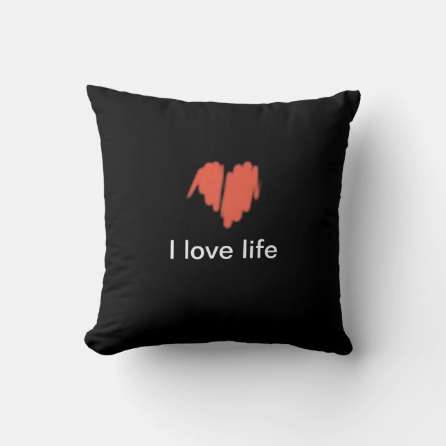 Almofada Eu amo a vida Red Grafite Sprayed Heart Image (Frente)