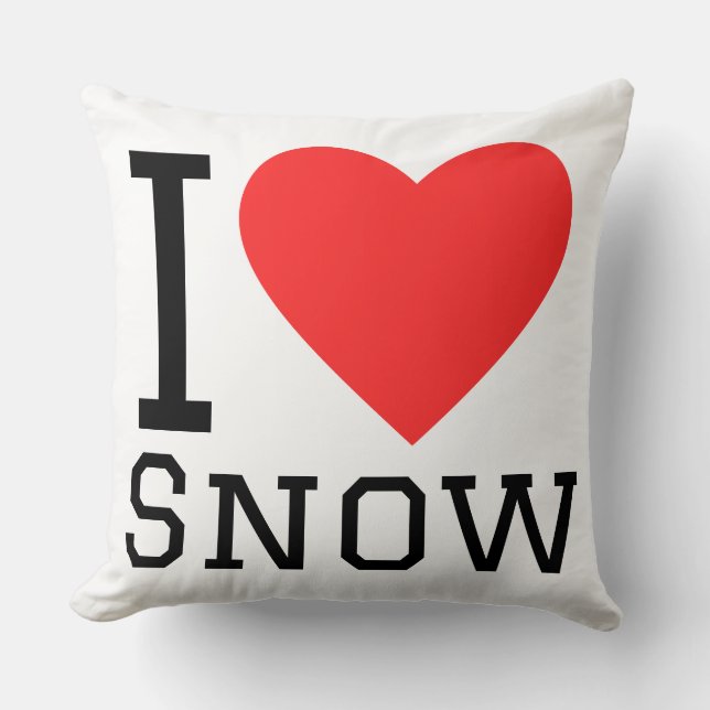 Almofada Eu amo adesivo quadrado de neve (Frente)