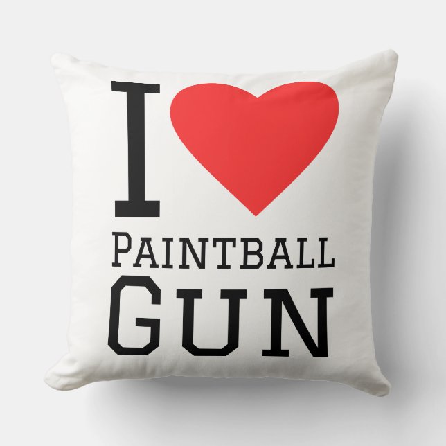 Almofada Eu amo arma de paintball (Frente)