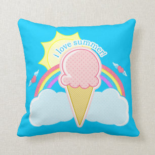 Almofada "Eu amo cone do sorvete do verão"