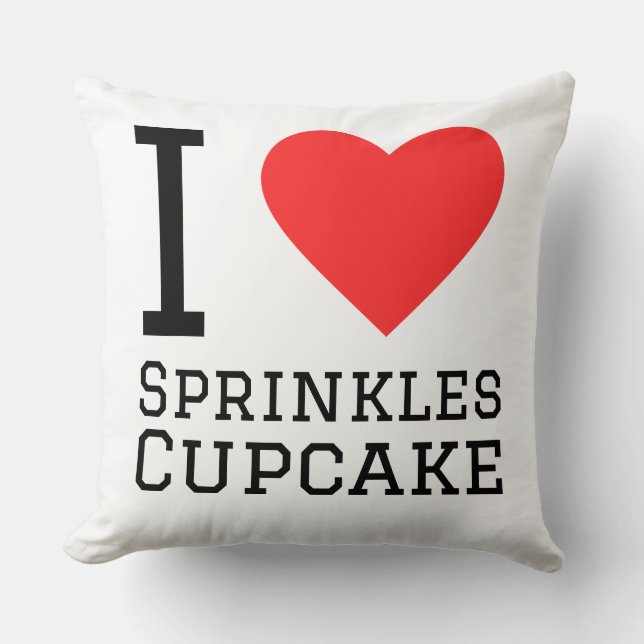 Almofada Eu amo cupcake com confeitos (Frente)