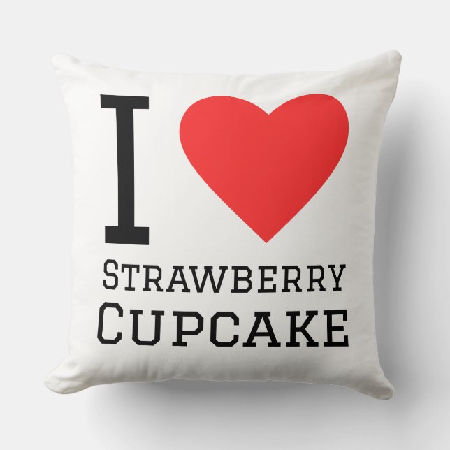 Almofada Eu amo cupcake de morango (Frente)