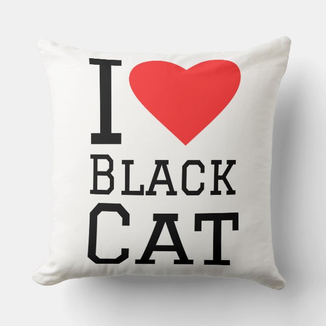 Almofada Eu amo gato preto  (Frente)