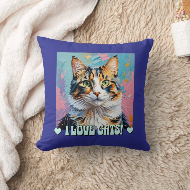 Almofada Eu Amo Gatos! (Cobertor)