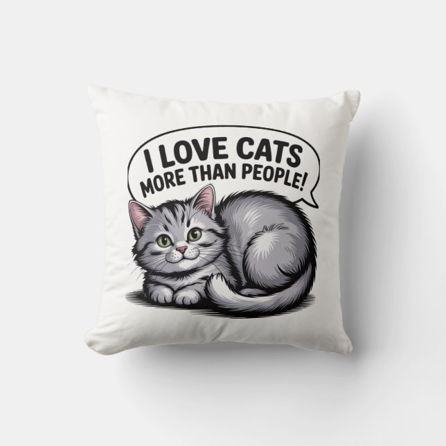 Almofada Eu Amo Gatos Mais Do Que Pessoas" (Frente)