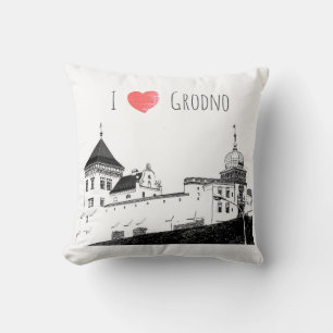 Almofada Eu Amo Grodno Belarus Architecture Sketch Castle
