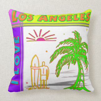 Almofada "EU AMO Los Angeles" Sun Palm Tree&Surfer#2 Traves