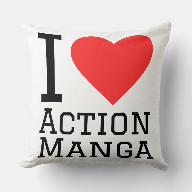 Almofada Eu amo mangá de ação (Frente)