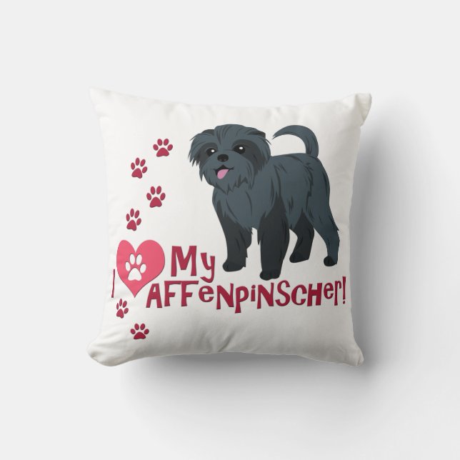 Almofada Eu Amo Meu Affenpinscher! (Frente)