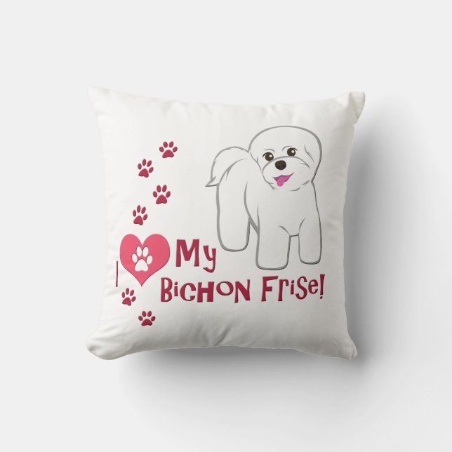 Almofada Eu amo meu Bichon Frise! (Frente)