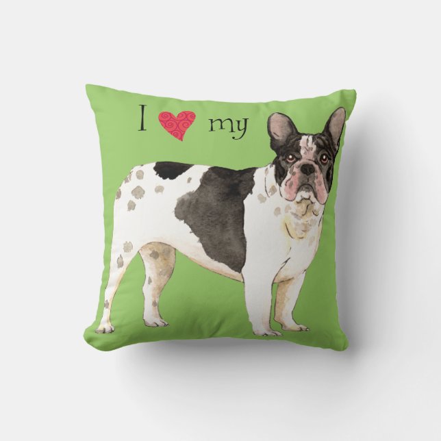 Almofada Eu amo meu Buldogue Francês (Frente)