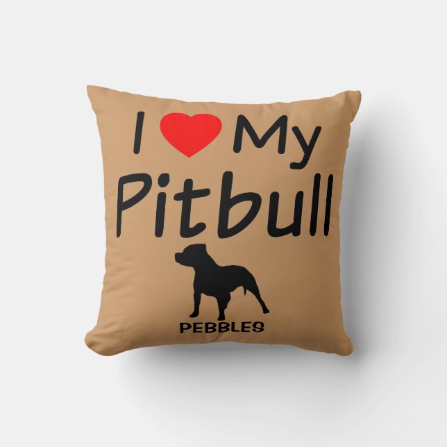 Almofada Eu Amo Meu Cachorro Pitbuloso (Frente)