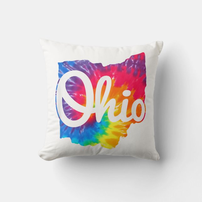 Almofada Eu Amo Meu Lar Ohio Script Tie Dye Ohio (Frente)