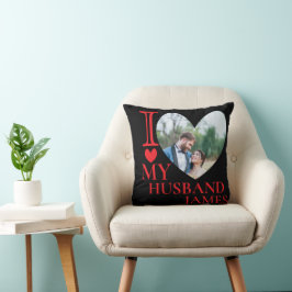 Almofada Eu Amo Meu Marido Foto Personalizada Coração