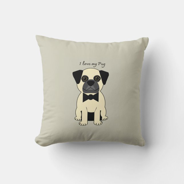 Almofada Eu Amo Meu Pug (Frente)