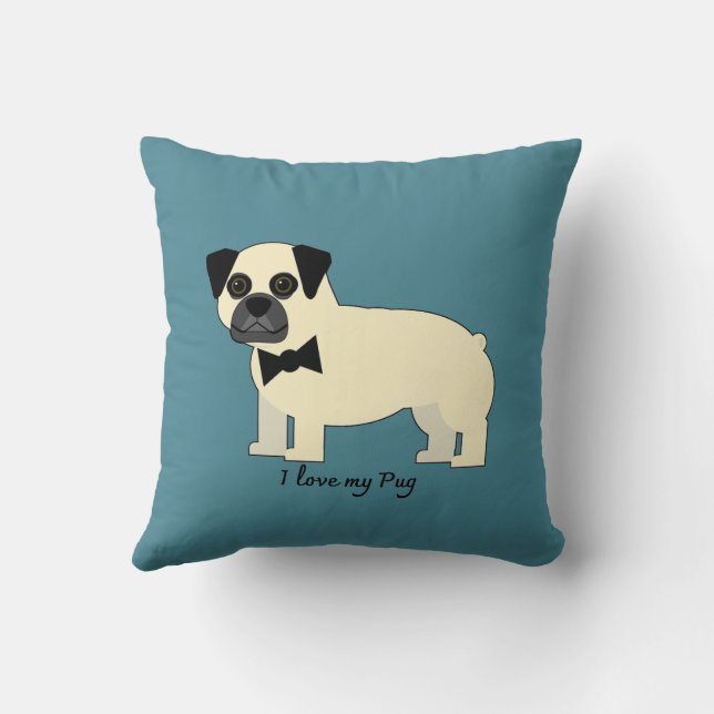 Almofada Eu amo meu Pug (Verso)