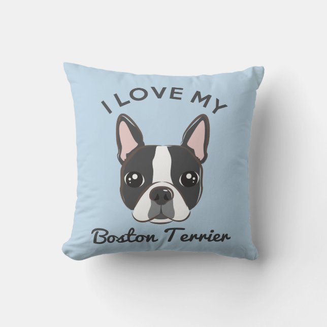 Almofada "Eu amo meu travesseiro decorativo de Boston (Frente)