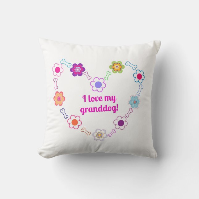 Almofada Eu amo meu travesseiro decorativo do granddog (Frente)