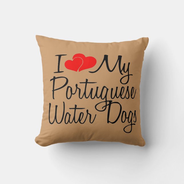 Almofada Eu Amo Meus Cachorros De Água Portugueses (Frente)
